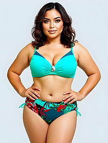 Поділений купальник Sisianna 3181356 бірюзовий 50 52 54 56 58 60 розмір