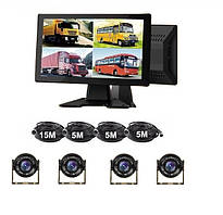 Монітор для спецтехніки та габаритного транспорту 10 дюймів 4-х канальний На ніжці Пульт