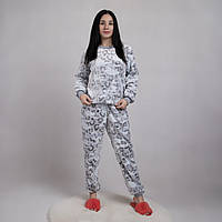 Піжама жіноча махрова тепла зимова сірий 42-54р.