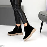 Зимові черевики, жіночі шкіряні челсі, жіночі зимові черевики натуральна шкіра, чорні жіночі черевики зимові, фото 6