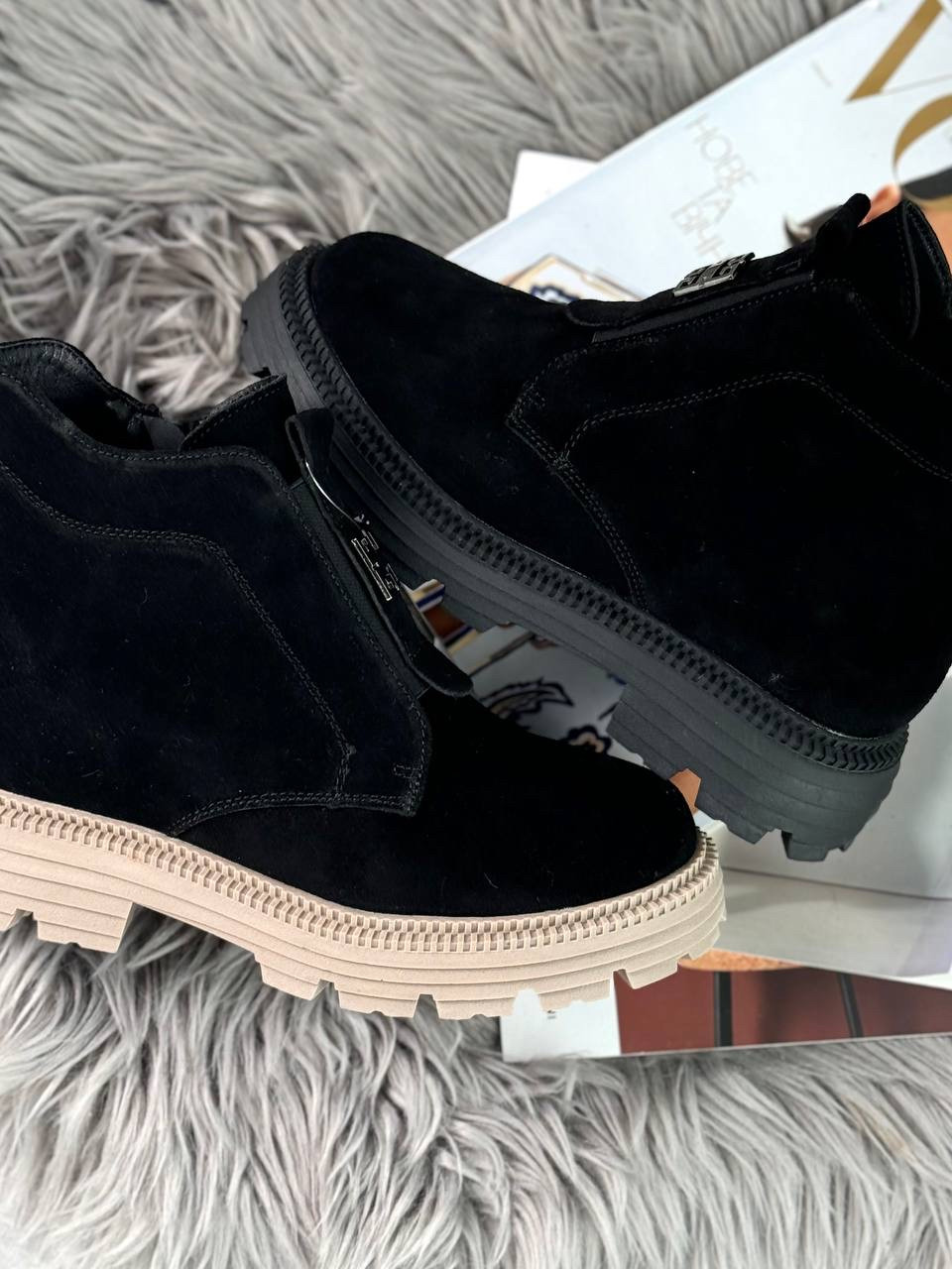 Зимові черевики, жіночі шкіряні челсі, жіночі зимові черевики натуральна шкіра, чорні жіночі черевики зимові, фото 1