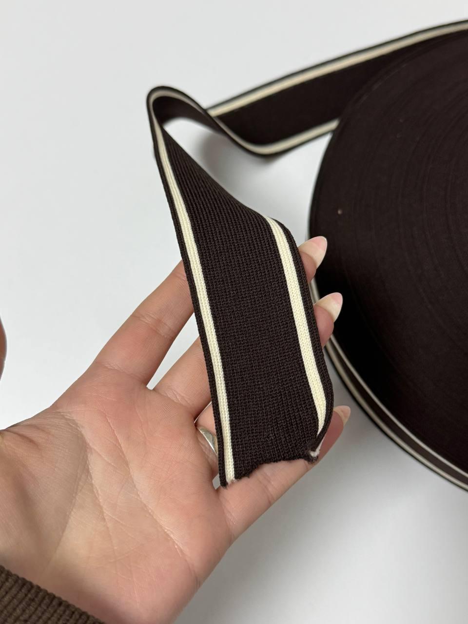 Лампас трикотажний, шоколадний новий, фото 1