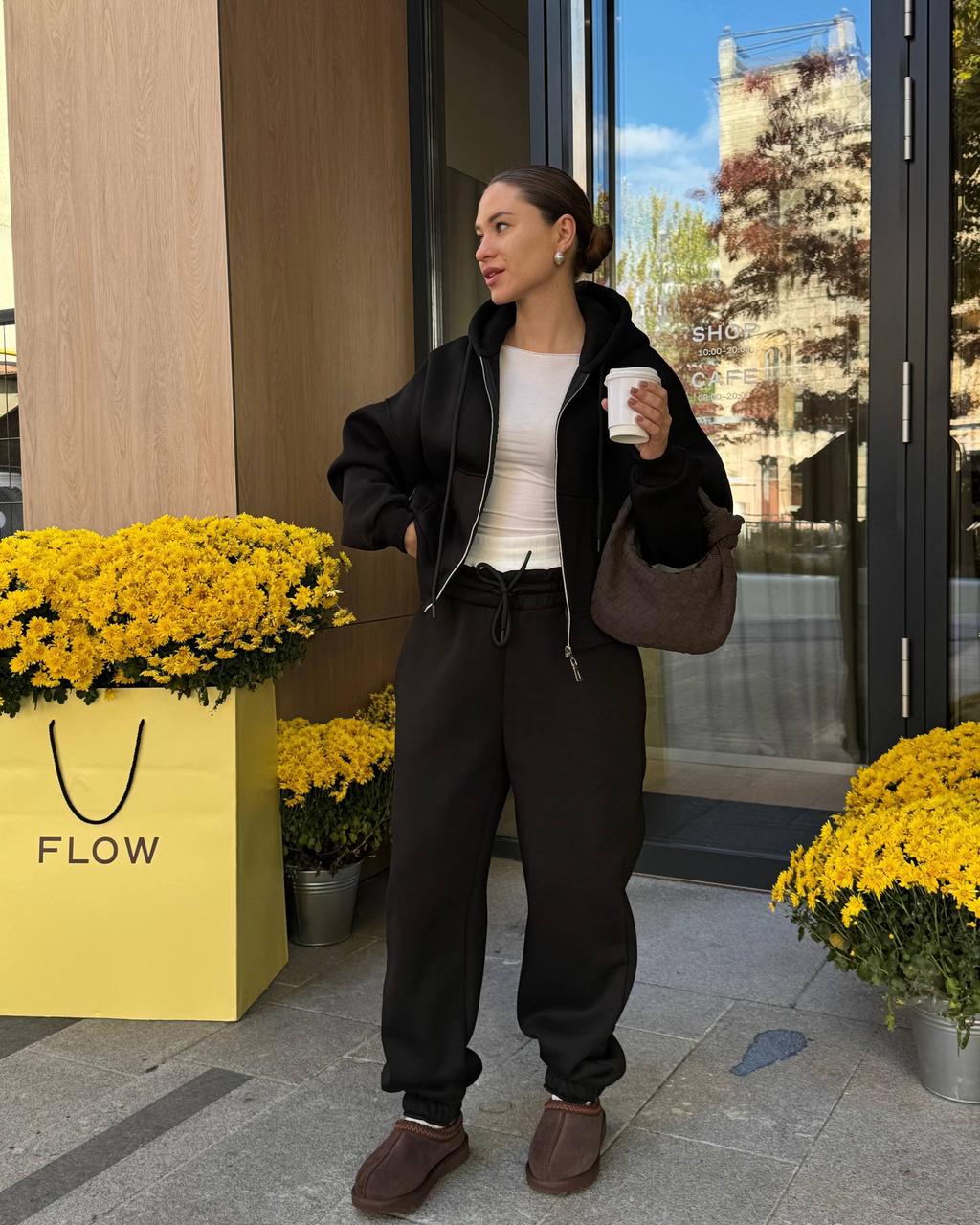 Жіночий костюм з турецької трьохнитки на флісі ПЕНЬЄ Модель: 776-941 Колір: меланж, коричневий, чорний, фото 1