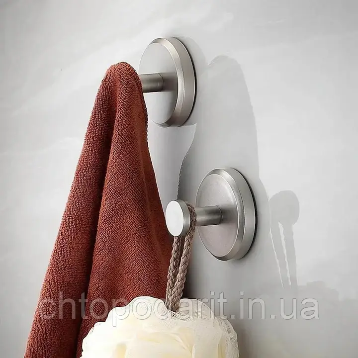 Гачок-присоска, універсальний настінний тримач без свердління з нержавіючої сталі, вакуумна вішалка, сріблястий 1 шт Код 00-0771, фото 1