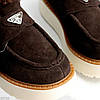 Утеплені шоколадні лофери натуральна замша на світлій підошві, фото 8