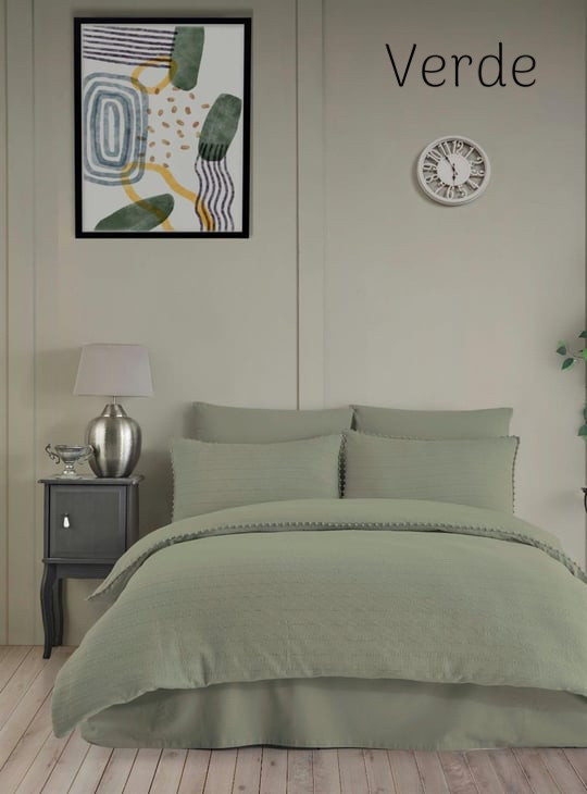 Постільна білизна Altinbasak сатинова євро розмір Emboss verde, фото 1