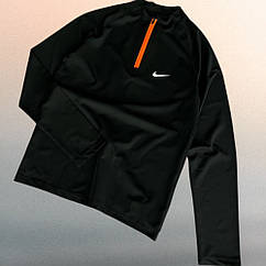 Спортивний рашгард чоловічий Nike з довгими рукавами для спорта бірки Чорна кофта найк на змійці для тренувань