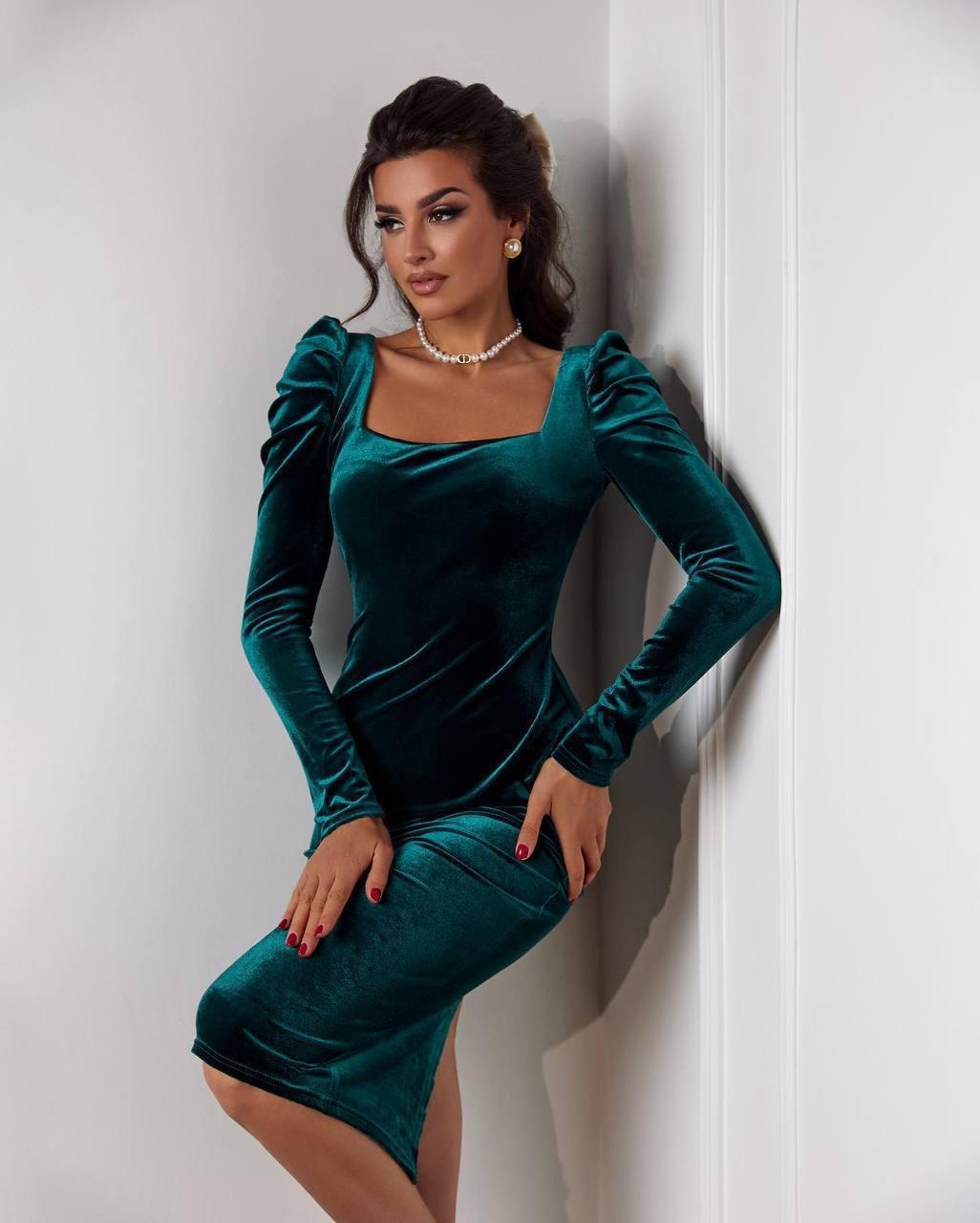 Сукня оксамитова з розрізом 3360, фото 1