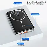 Магнітний повербанк PBDY202 10000 мА·г Бездротова зарядка 15 Вт, швидка зарядка 22,5 Вт, магнітна зарядка Apple Watch 3 Вт, фото 2