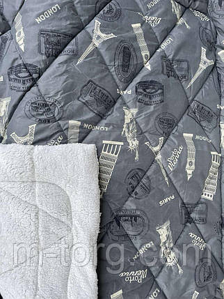 Недорогове хутряне вовняне укривало овече двоспальне 175/215,тканина полікотон, фото 1