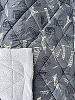 Недороге вовняне полуторне укривало з хутром 145/215, тканина полікотон