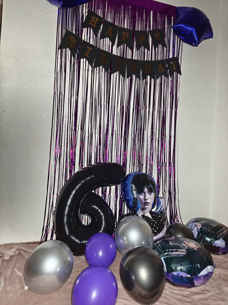 Шторка для фотозони з дощику (фольгована) | Фіолетовий 1х2м - фото покупців 1