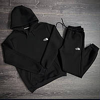 Чоловічий чорний спортивний костюм The North Face зимовий флісовий двойка, Теплий костюм ТНФ чорного кольору на зиму Худі Штани