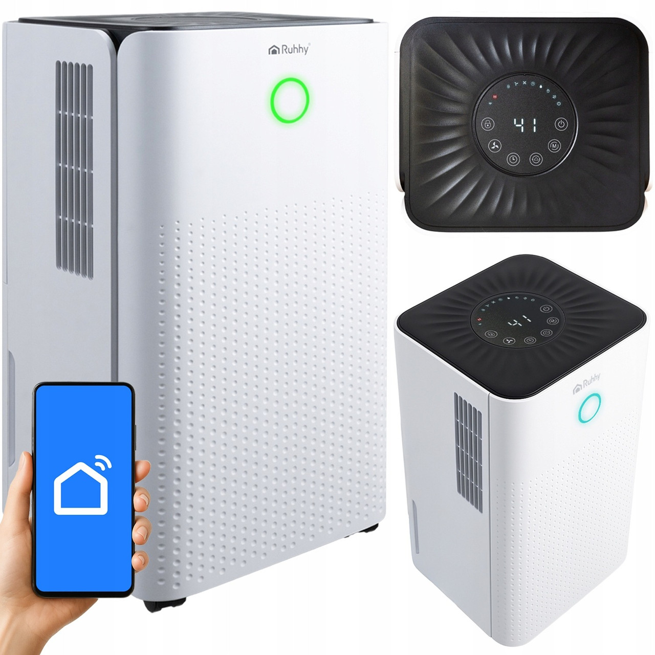 Осушувач повітря RUHHY 26497 (12 л/24 год, WiFi, гігростат, таймер, Польша), фото 1