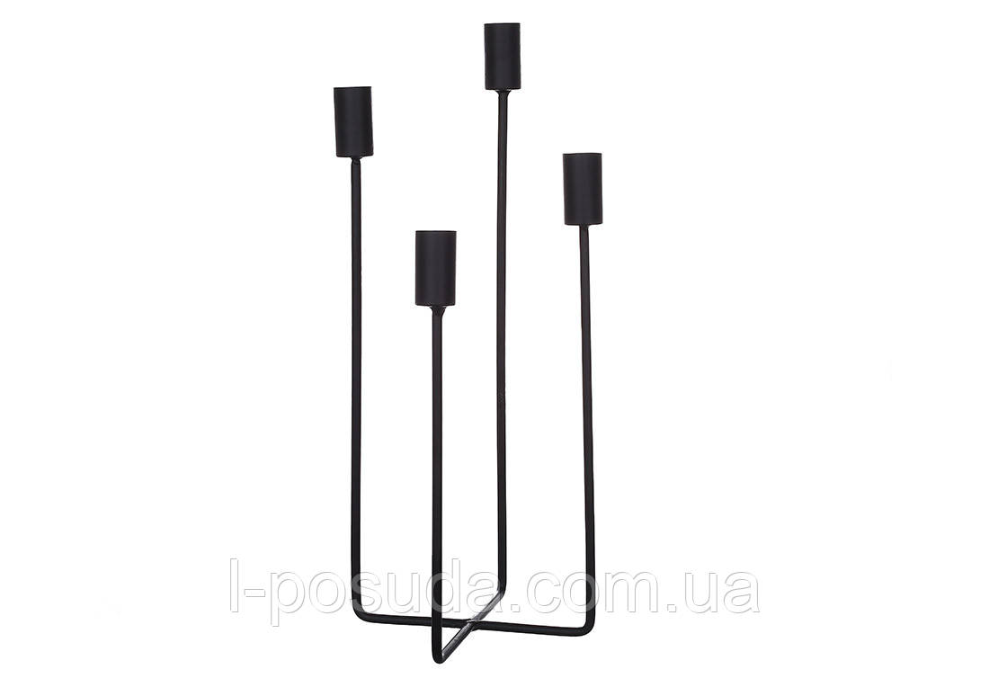 Підсвічник чорний металевий 36 см інтер'єрний, фото 1