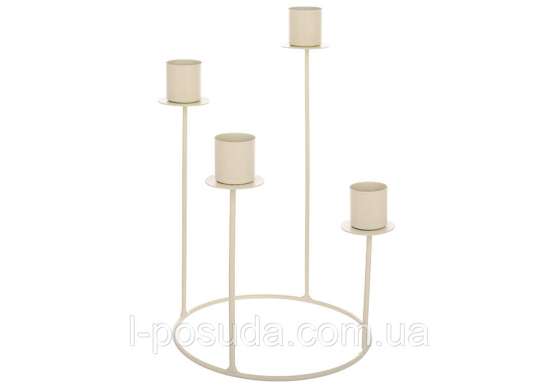 Підсвічник бежевий металевий на чотири свічки 26,5 см, фото 1