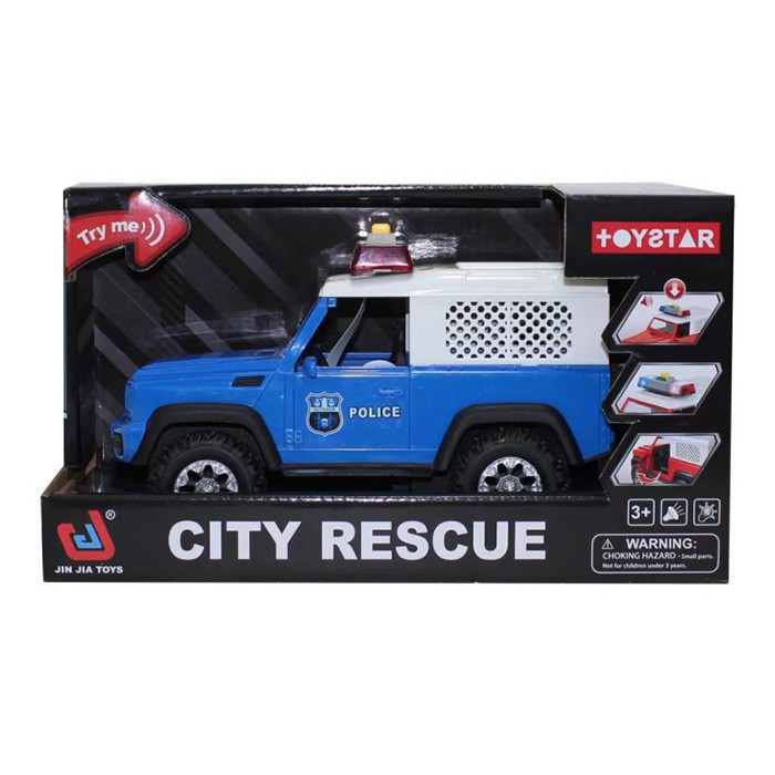 Машина 666-25P (24шт) поліція, інерц, 23см, звук, світло, двері відчиняються, гумові колеса, на бат(табл), в кор-ці,, фото 1