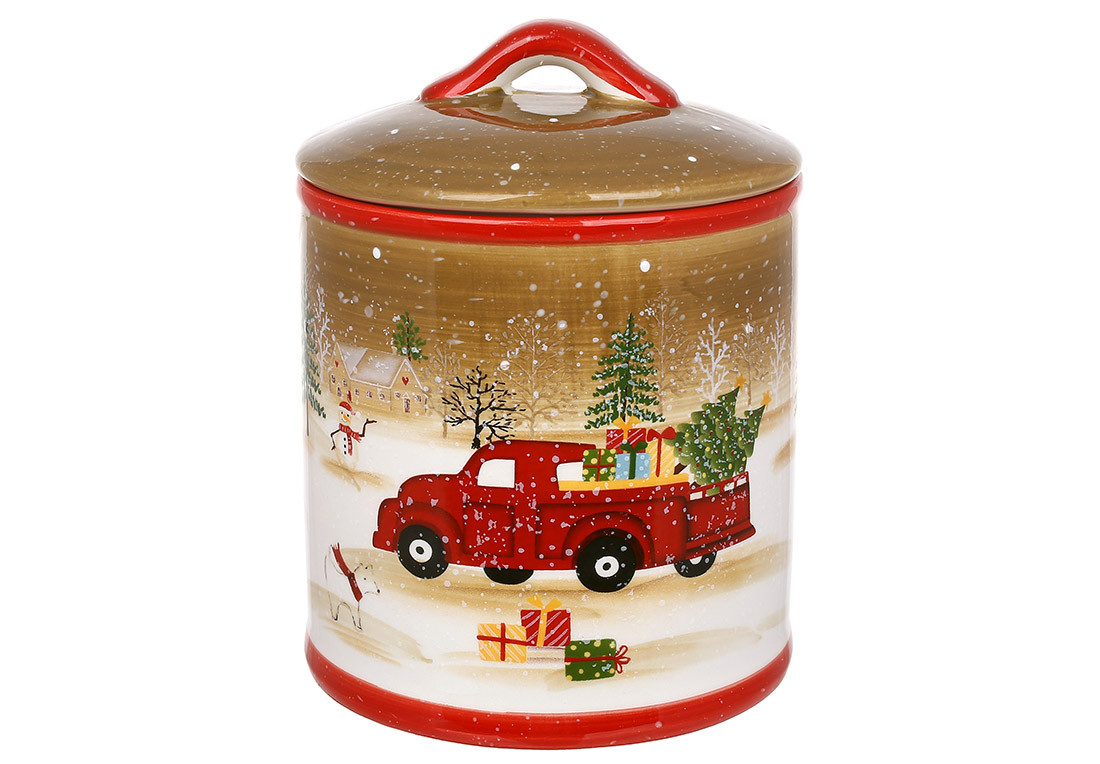 Банка новорічна керамічна Сніговик 1.8л, фото 1