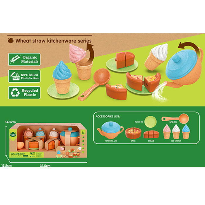 Продукти HG-3040 (24шт) солодощі, морозиво, пиріг, чайник, ложка, тарілки, в кор-ці, 37-14-16см, фото 1