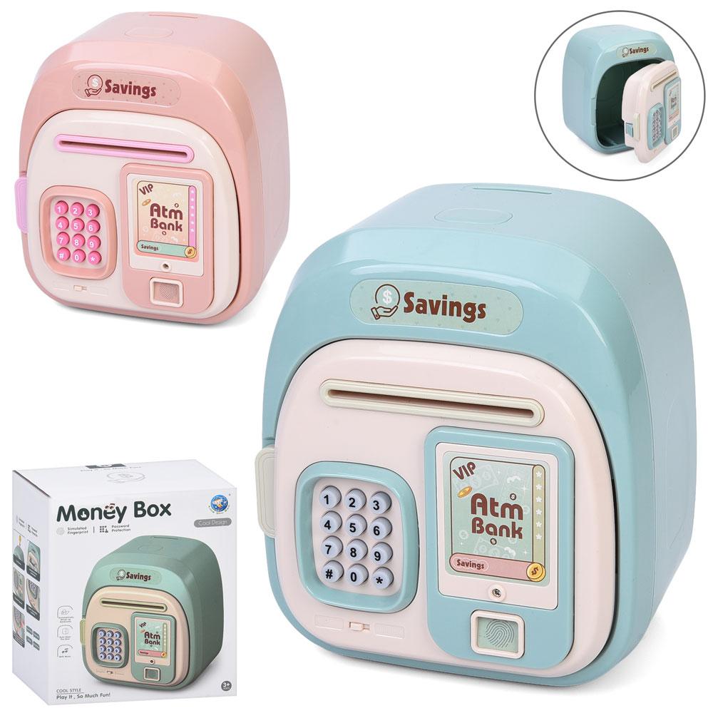 Скарбничка MK 5726 (12шт) сейф з кодом, 19-16-13см,затягує купюри, відбиток, музика,звук,2 кольори, на бат-ці, в, фото 1