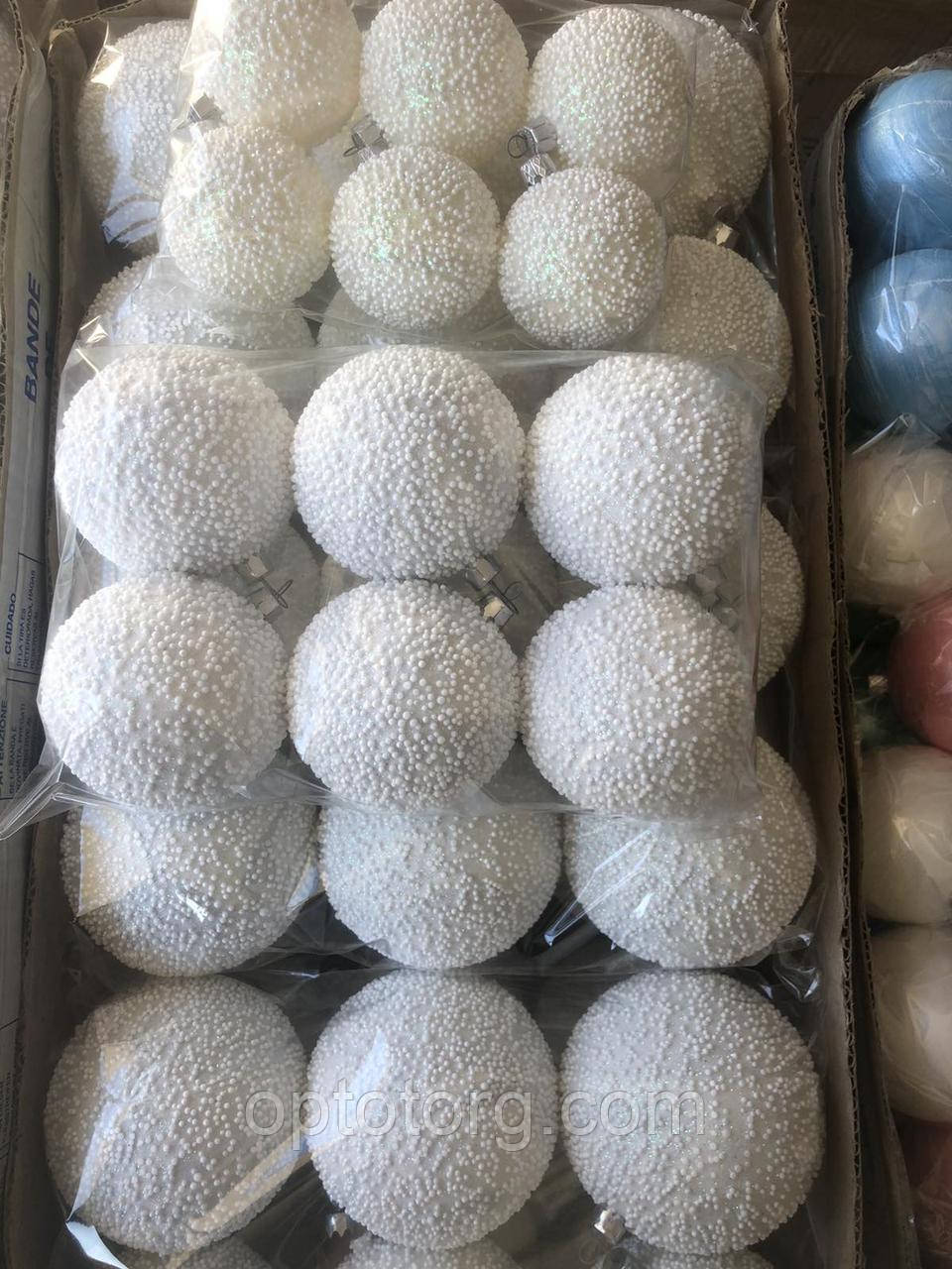 Новорічні іграшки на ялинку кулі снігопад 6 см, фото 1