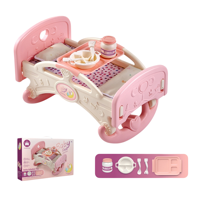 Ліжечко W6905B (16шт) для ляльки, спальне місце 41-20см, посуд, в кор-ці, 46-30-9см, фото 1