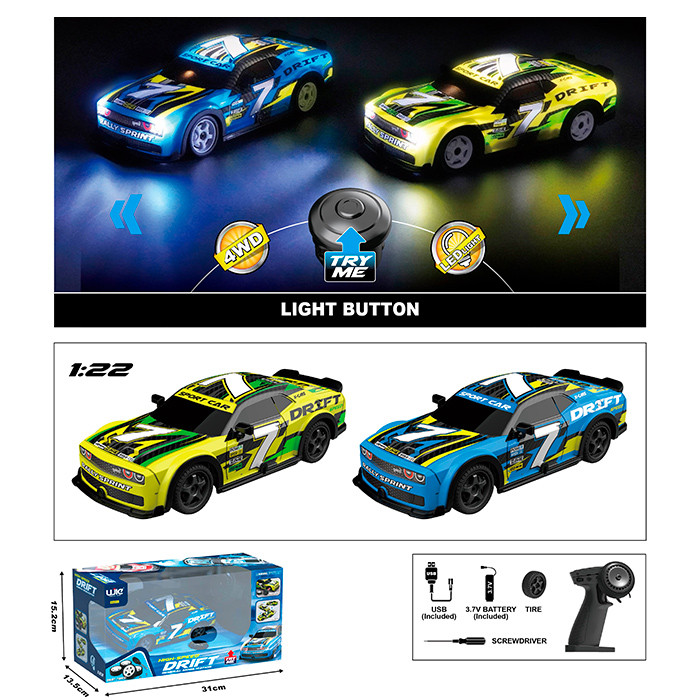 Машина UJ99-PY222 (36шт) р/к 2,4GHz,1:22,акум,20см, світло,дрифт, доп.колеса, корпус не б'ється,4х4,USBзарядне, 2 кольори, в, фото 1