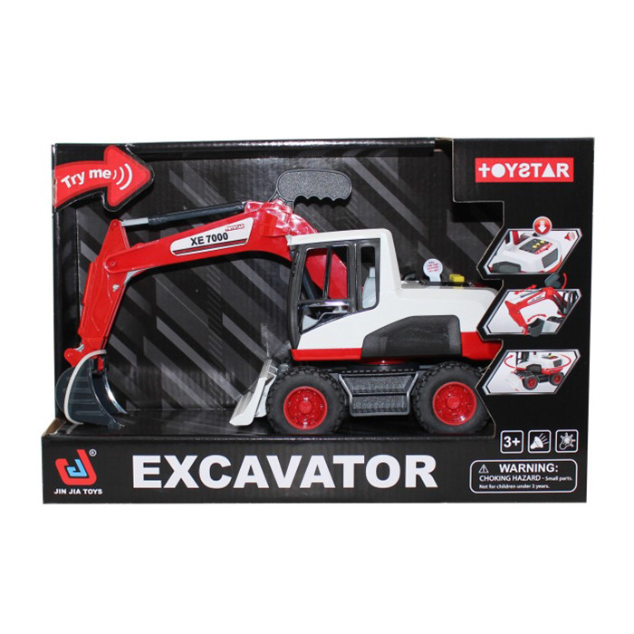 Спецтехніка 666-60P (18шт) екскаватор, 29см, звук, світло, гумові колеса, рухливі деталі, на бат(табл), в кор-ці, 36-24-14,5см, фото 1