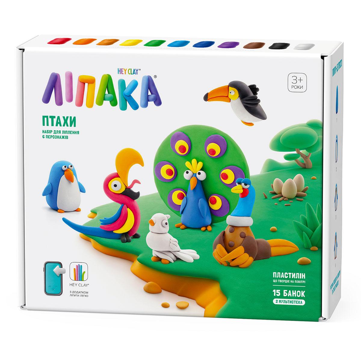 Меганабір пластиліну, що самостійно твердіє, ЛІПАКА – ПТАХИ, фото 1