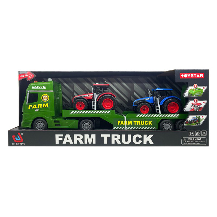 Трейлер 666-69F (9шт) інерц, 53см, звук, світло, гумові колеса, трактор 2шт, рухливі деталі, на бат(табл), в кор-ці,, фото 1