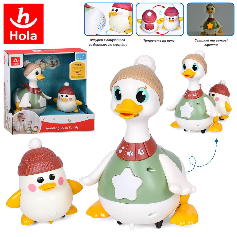 Музична іграшка HE998701 (6шт) Гусяча родина, набір 2шт (гуска 18см, 1 гусеня 10см), музика, світло, їздять, на бат-ці, в кор-ці,, фото 1