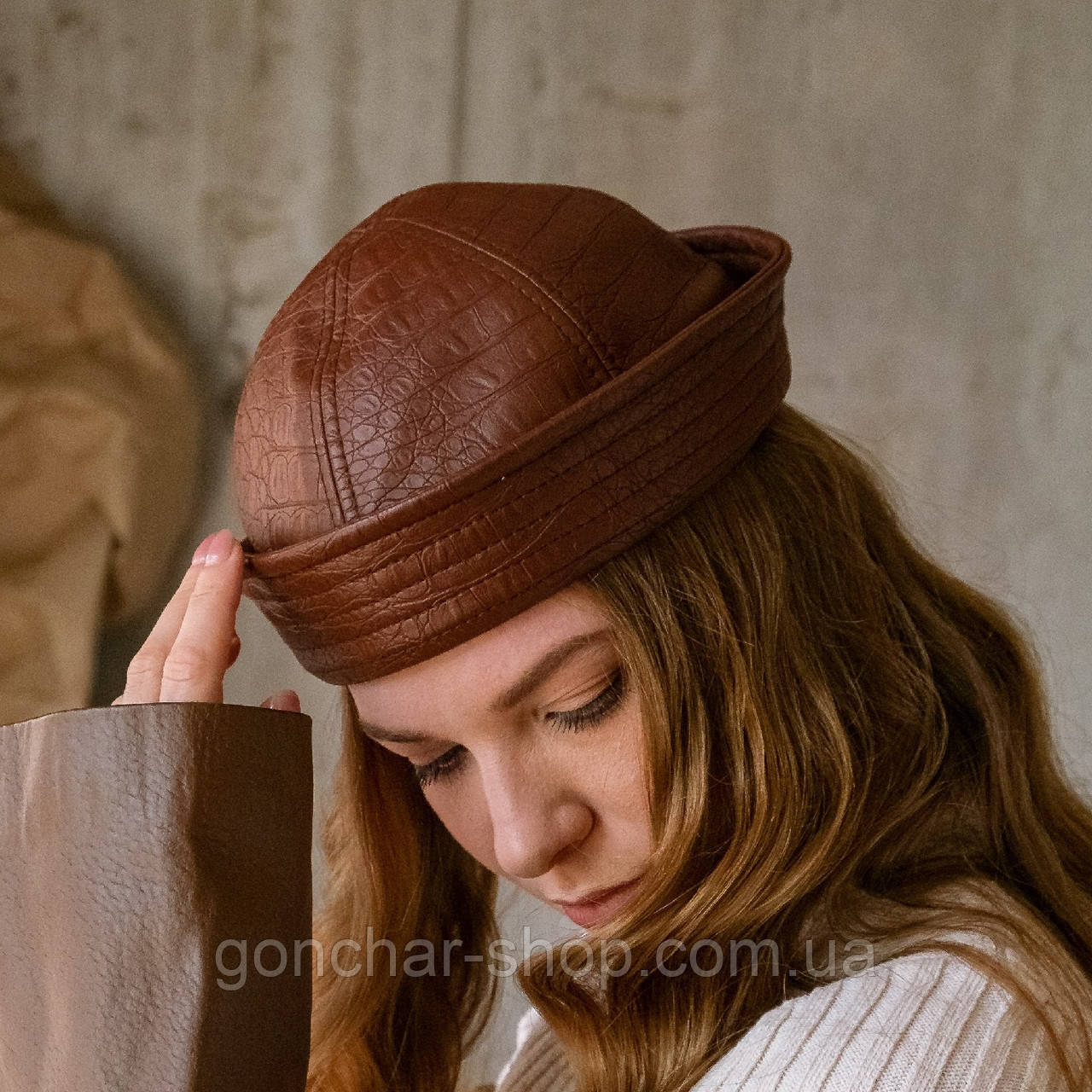 Морячка жіноча берет KENT&AVER екошкіра каштан 56-57, фото 1