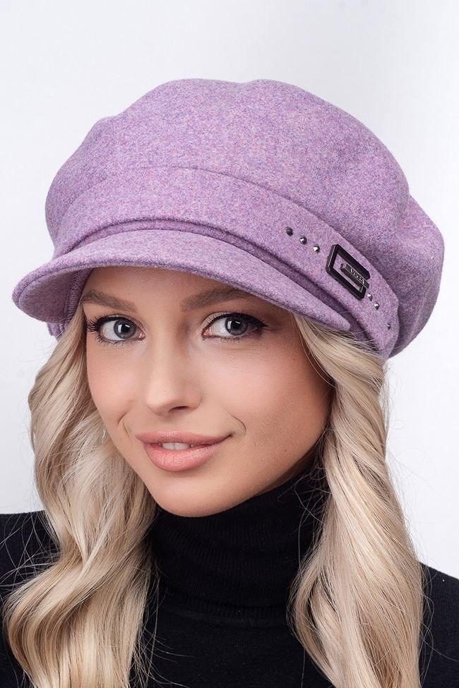 Жіноча кашемірова кепка, колір лиловий, фото 1