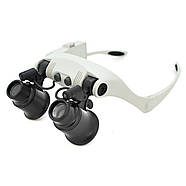 Окуляри-лупа 9892GJ-3A з LED підсвічуванням й змінними лінзами 10x–25x для ремонту годинників та ювелірних робіт, фото 2