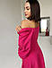 Нарядне довге вечірнє плаття з довгим рукавом та декольте, малинове, фото 5