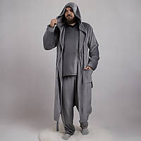 Чоловіча піжама з халатом махрова однотонна тепла сірий 44-54р.