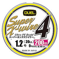Шнур Duel Super X-Wire 4 200m 0.19mm 9kg 5Color Yellow Marking #1.2 (H3591N-5CR)