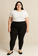 Лосини в рубчик на щільній байці 4XL чорні Ластівка 52501