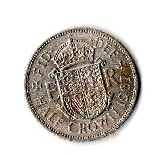 Велика Британія › Королева Єлизавета II ½ крони, 1967 рік Мідно-нікелевий сплав, 14.14g, ø 32.3mm №2923, фото 1