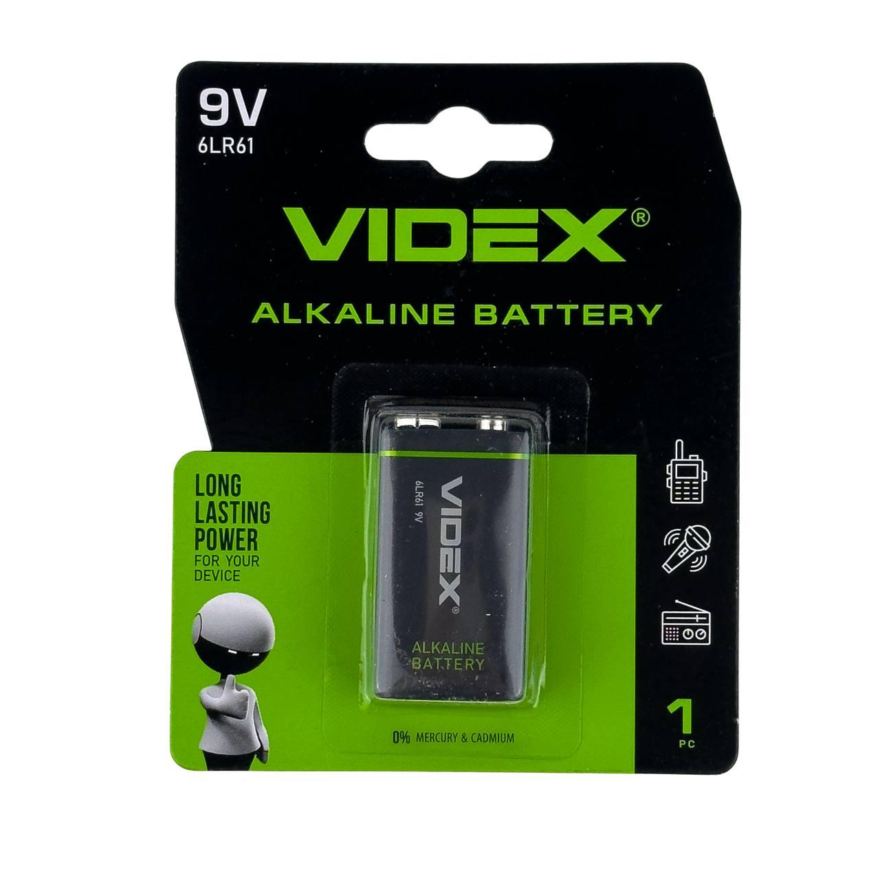 Батарейка Videx Alkaline 6LR61 (крона) new, фото 1