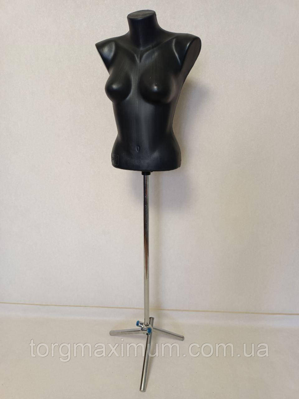 Манекен жіночий торс чорний "Наташа" на ніжці, фото 1