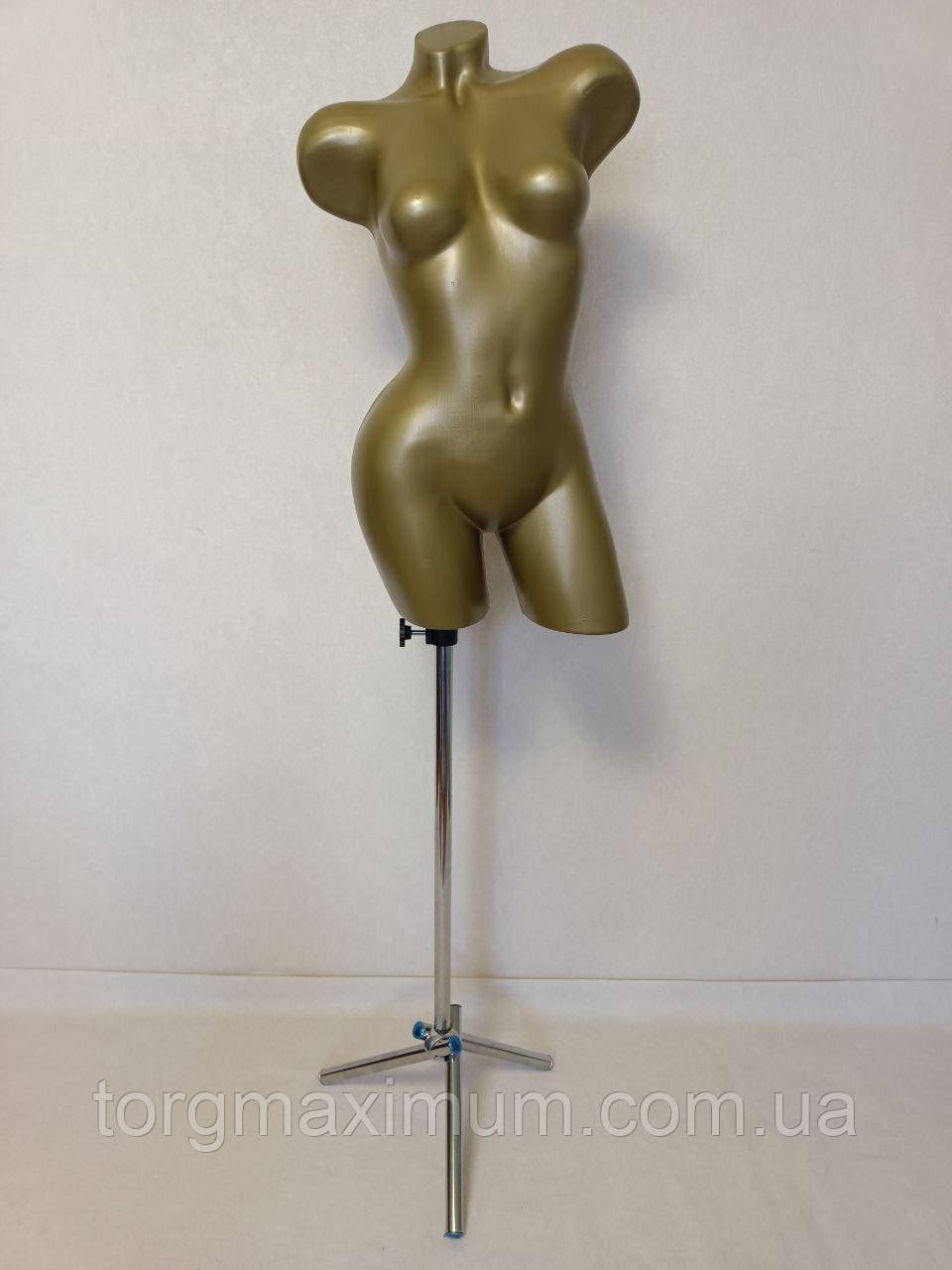 Золотистий жіночий манекен "Венера" на ніжці, фото 1