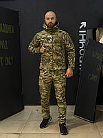 Костюм тактичний Утеплений Soft Shell Мультикам на флісі Qutdoor Equipment, Військова осіння форма мульимкам, Зимова форма на фліс