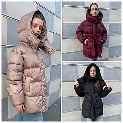 Стильна зимова подовжена куртка - пуховик для дівчат «Mira», розміри на рости 152, 158, 164, 170