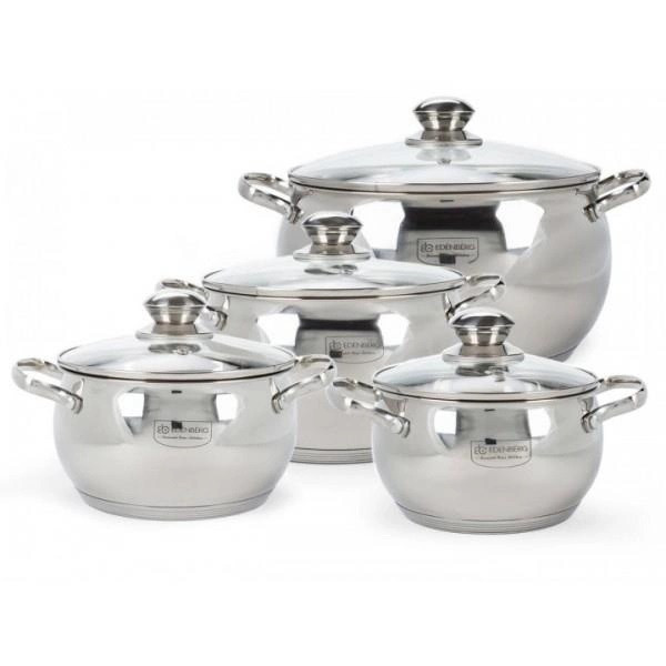 Набір каструль Edenberg EB-1115 8 предметів сріблястий, фото 1