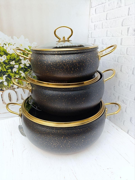 Набір каструль Edenberg EB-12922 6 предметів чорний, фото 1