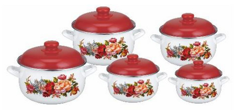 Набір каструль Edenberg EB-1874 10 предметів темно-червоний, фото 1