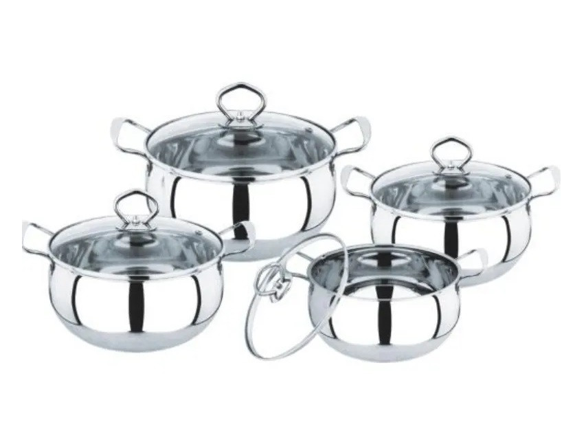 Набір каструль Edenberg EB-3704 8 предметів сріблястий, фото 1