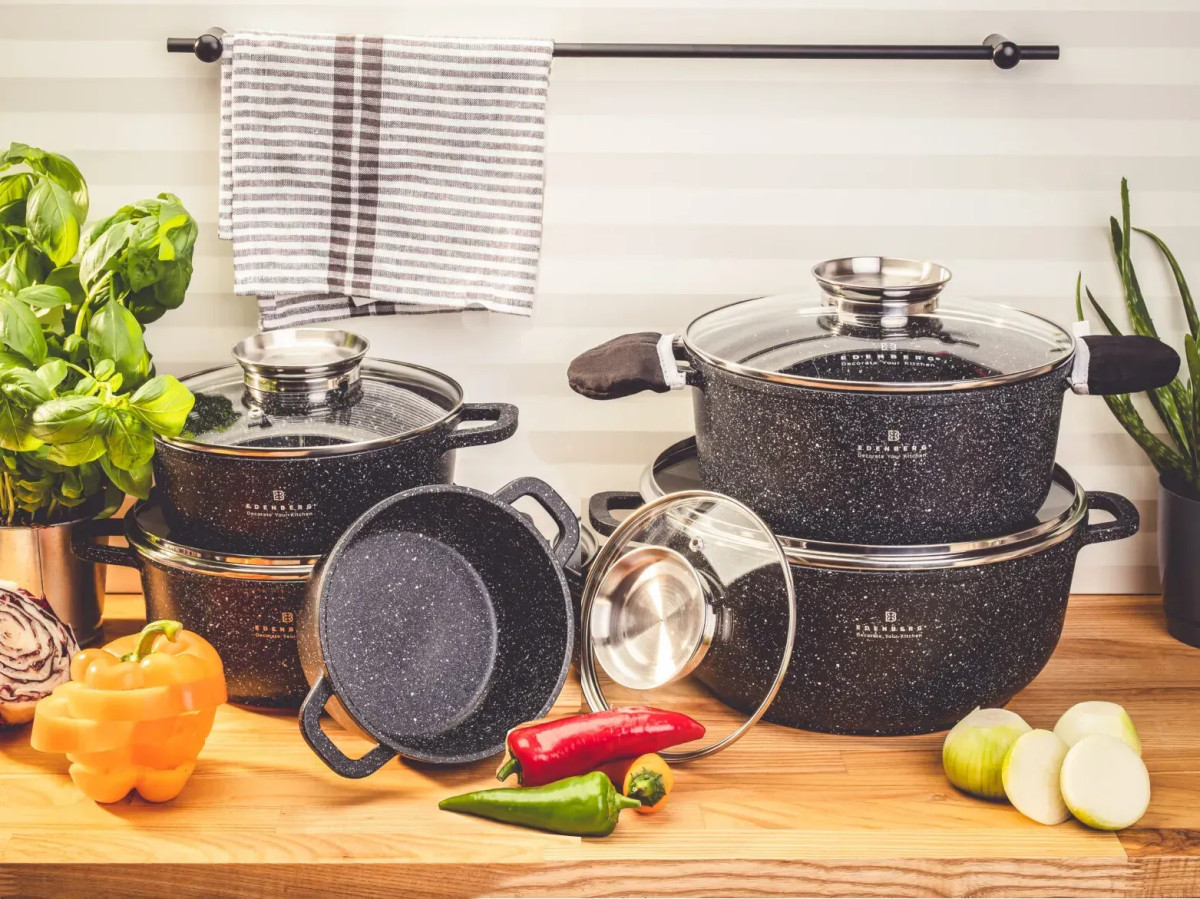 Набір каструль Edenberg EB-8184 10 предметів чорний, фото 1