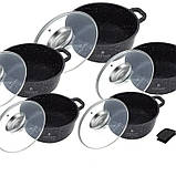 Набір каструль Edenberg EB-8184 10 предметів чорний, фото 2